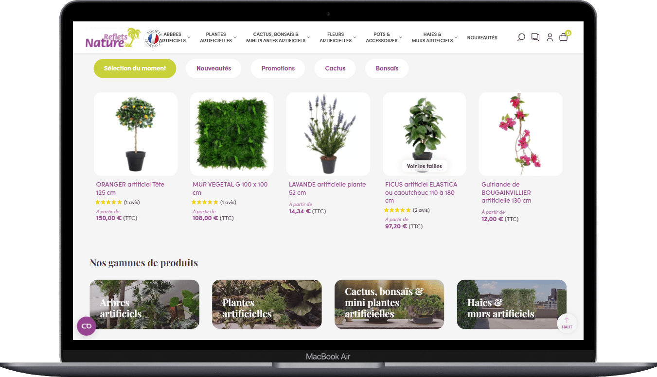 Réalisation ITIS Commerce — Reflets Nature (plantes artificielles, migration PrestaShop 8)