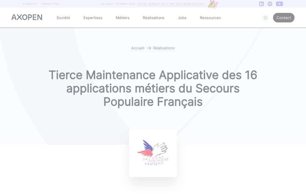 Tierce Maintenance Applicative des 16 applications métiers du Secours Populaire Français