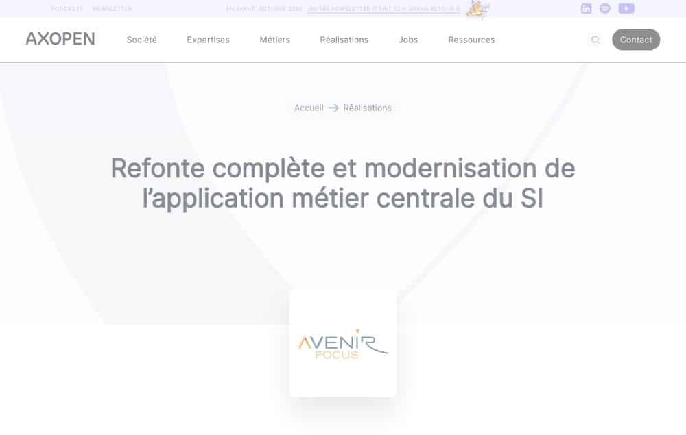 Refonte complète et modernisation de l’application métier centrale du SI