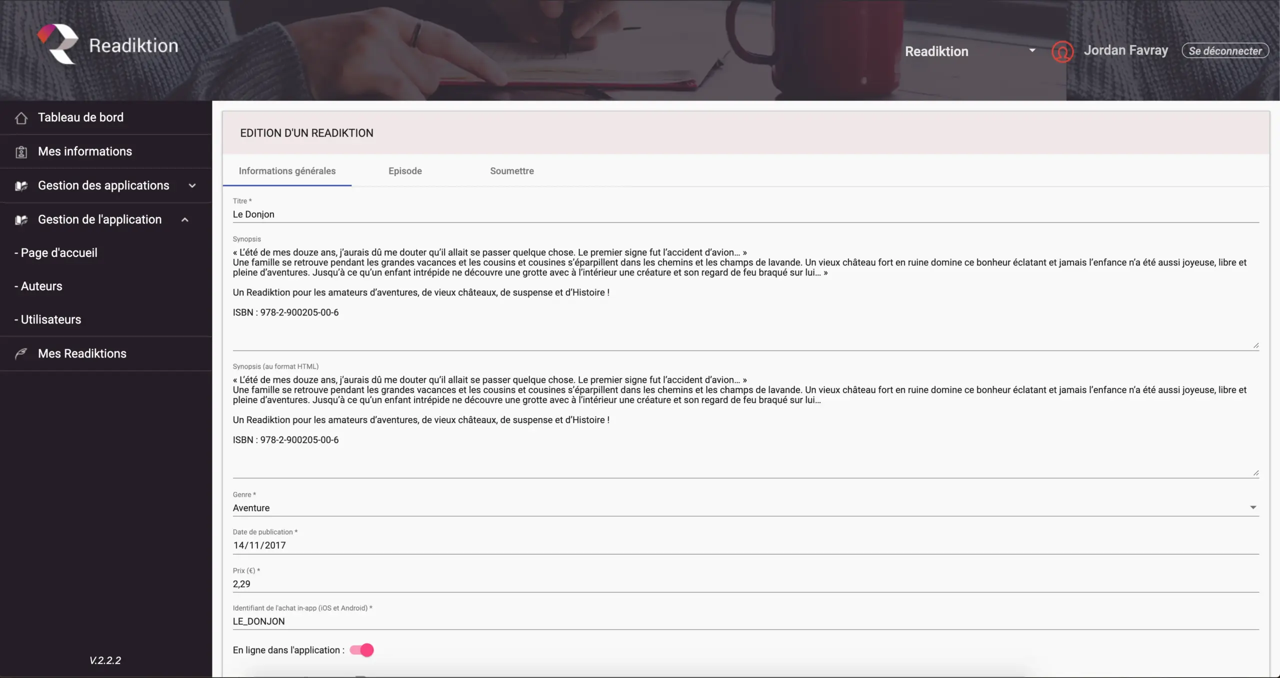 Readiktion - application mobile de lecture interactive (iOS/Android)