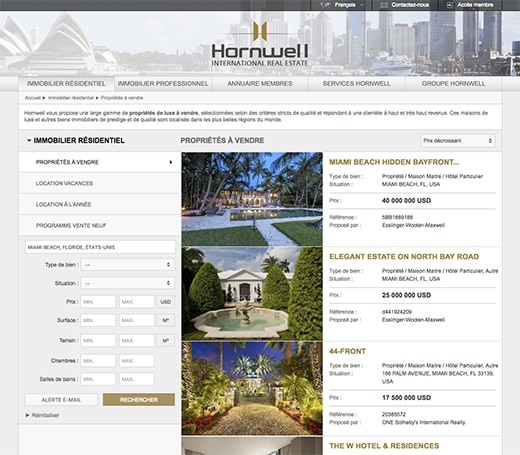 Horn — moteur de recherche immobilier multilingue