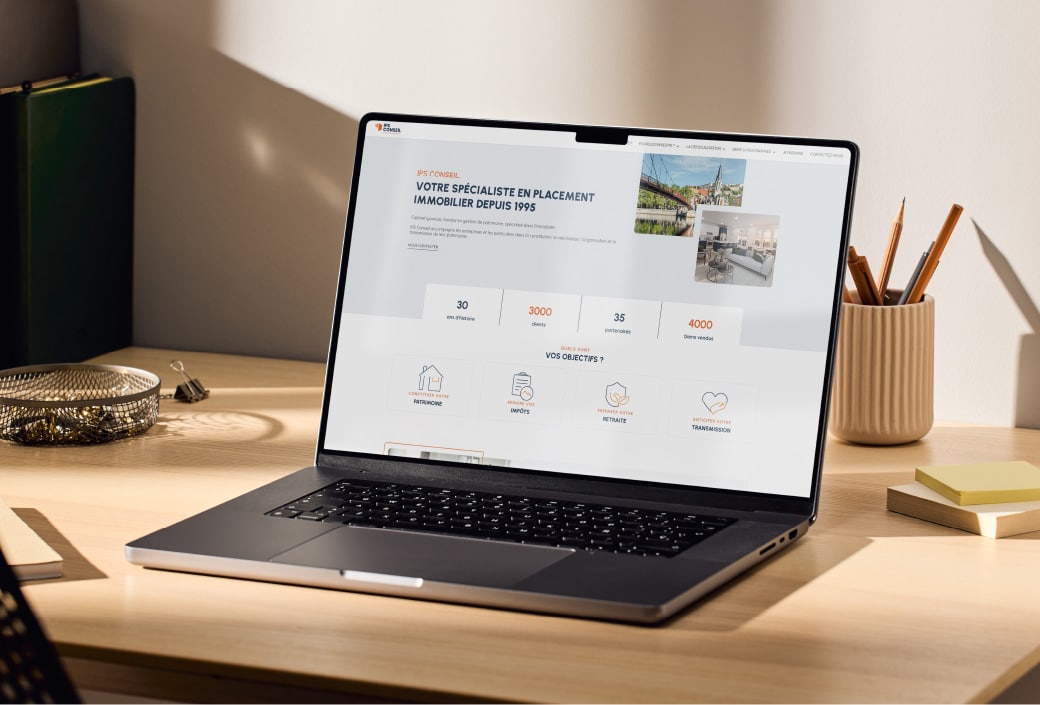 Réalisation Totem Agence — IPS Conseil — identité et site web (gestion de patrimoine)