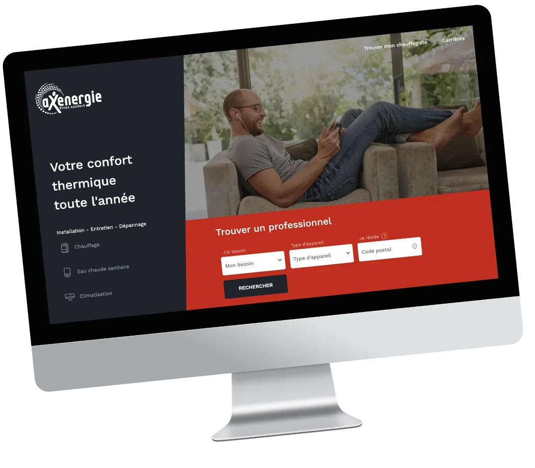 Axenergie — plateforme réseau franchisés (vitrine, espace client, espace adhérent)